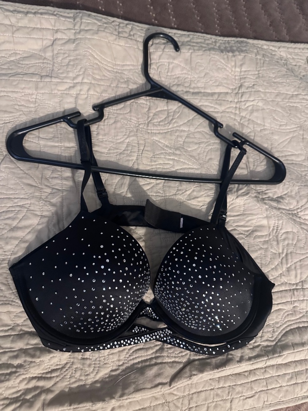 Victoria's Secret Bombshell Push Up Padded Black with Sparkle Bra.  Size 36C